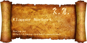 Klapper Norbert névjegykártya